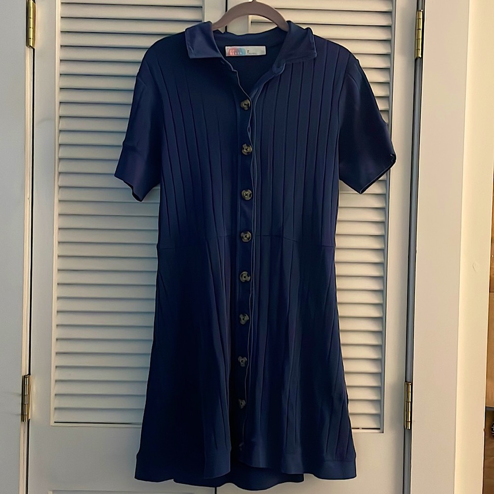 Free People Beach Blue Button Up Dress Size M